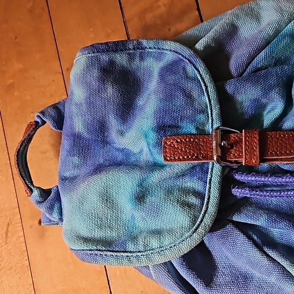 PINK VS tie died blue canvas mini backpack - Picture 3 of 14